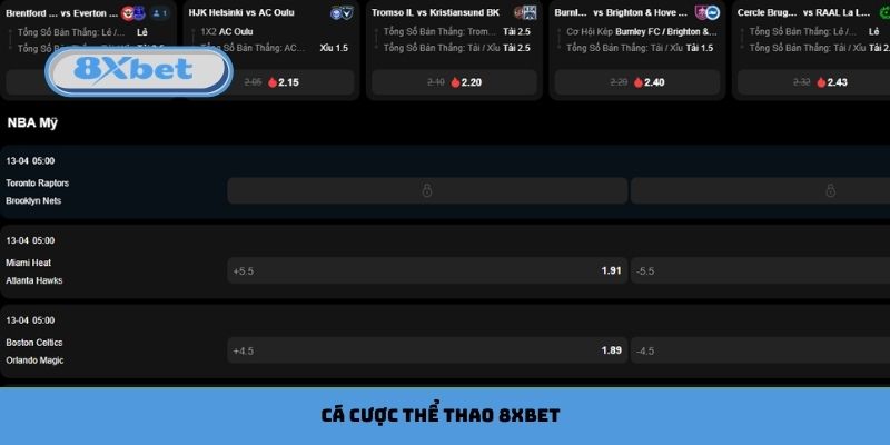 Cá Cược Thể Thao 8xbet Sôi Động, Tỷ Lệ Cạnh Tranh