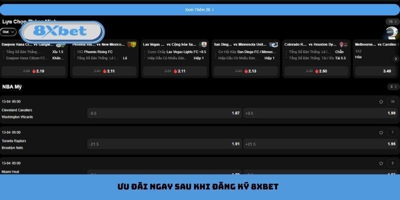 Ưu đãi ngay sau khi đăng ký 8xbet