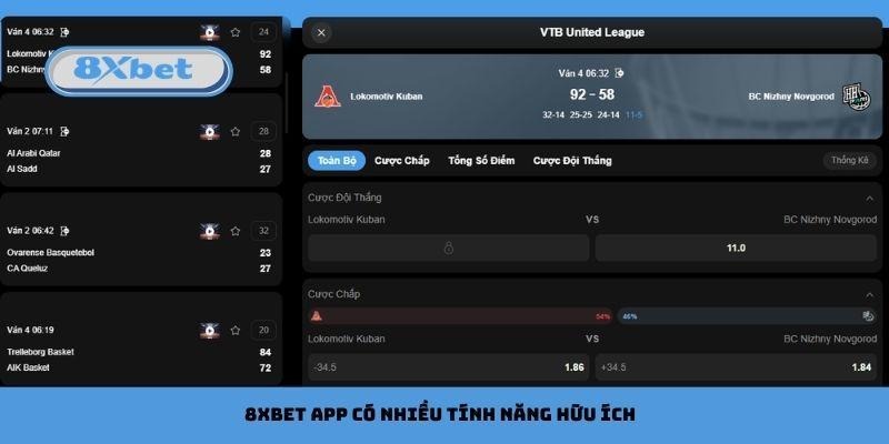 8xbet app có nhiều tính năng hữu ích