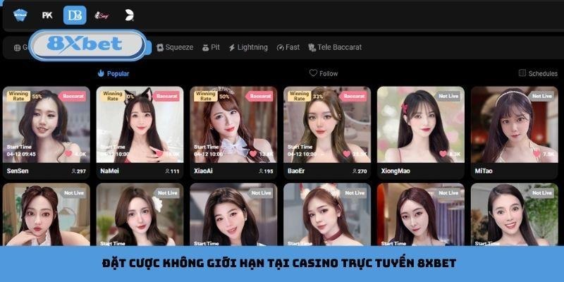 Đặt cược không giới hạn tại casino trực tuyến 8xbet