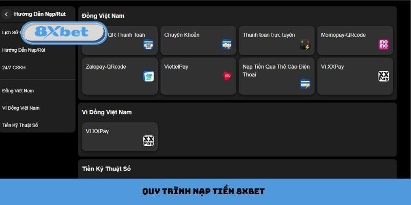 Quy trình nạp tiền 8xbet